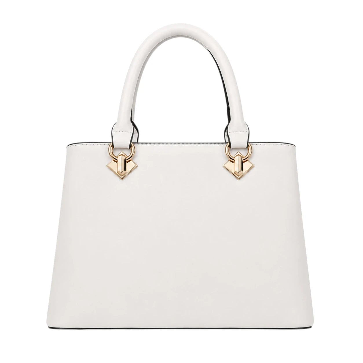 Rialy White Leather Handbag With Organized Interior Space
